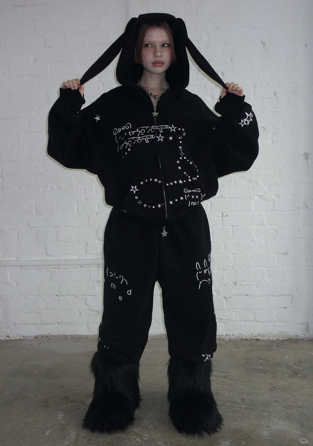Malfunction Bunny Zip Hoodie Black (Detachable Ears) – NAMED