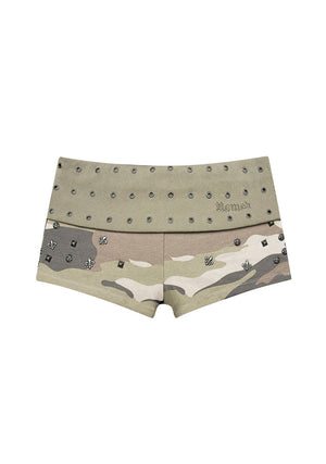 MIDNIGHT STUDDED MICRO HOTPANT SHORTS CAMO