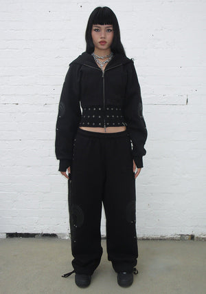 MIDNIGHT STUDDED OVERSIZED SWEATPANTS BLACK