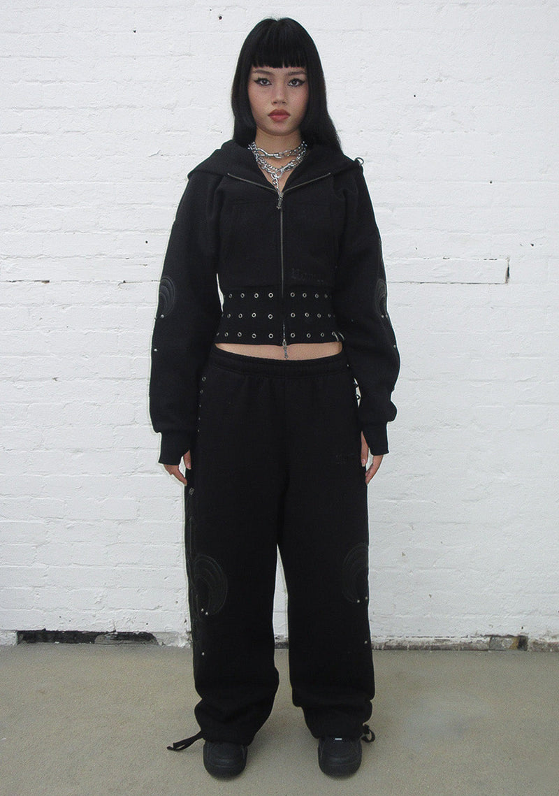 MIDNIGHT STUDDED OVERSIZED SWEATPANTS BLACK