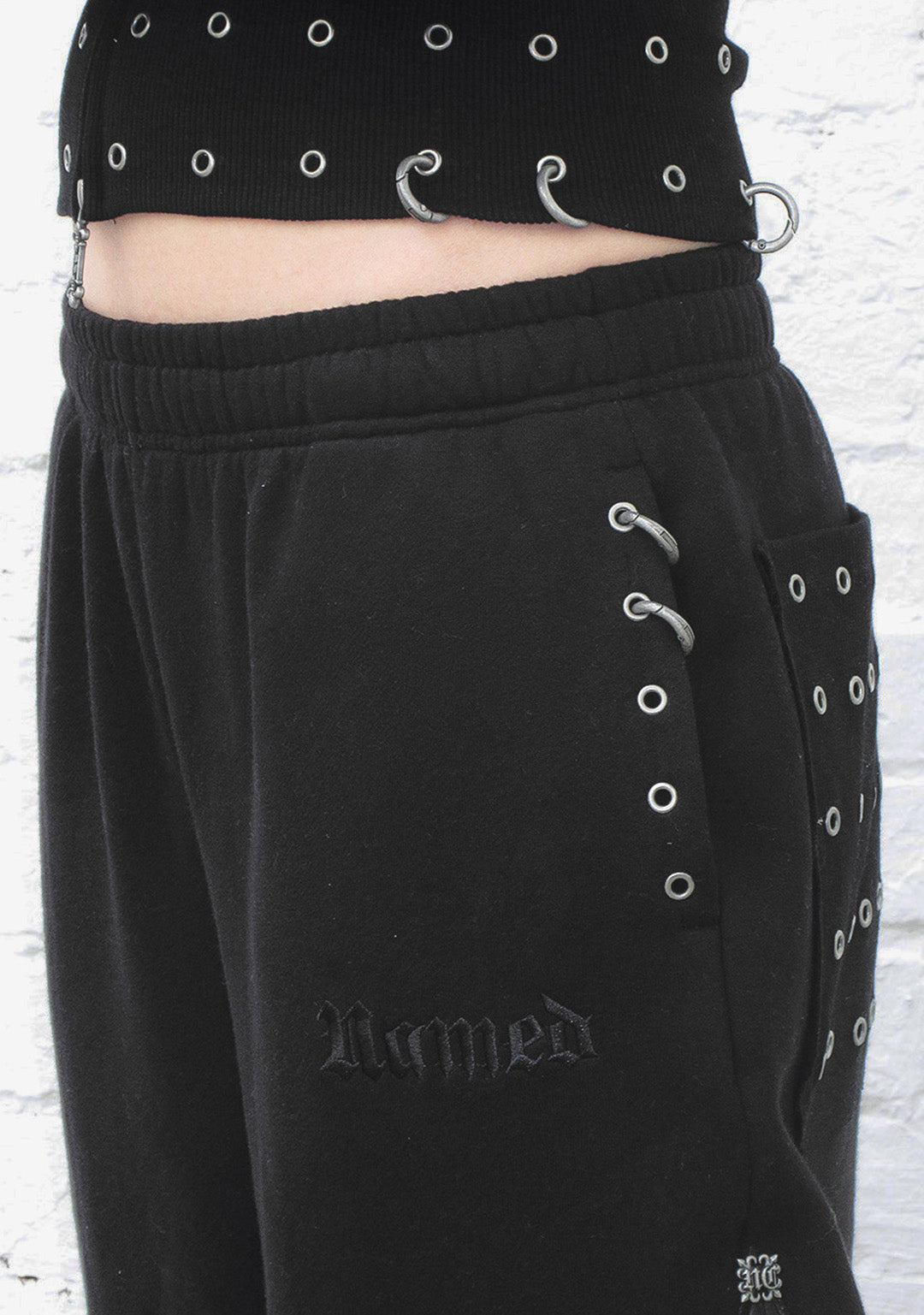 MIDNIGHT STUDDED OVERSIZED SWEATPANTS BLACK