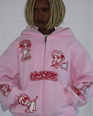 DO NOT ENABLE - MISBEHAVE ZIP HOODIE PINK POISON