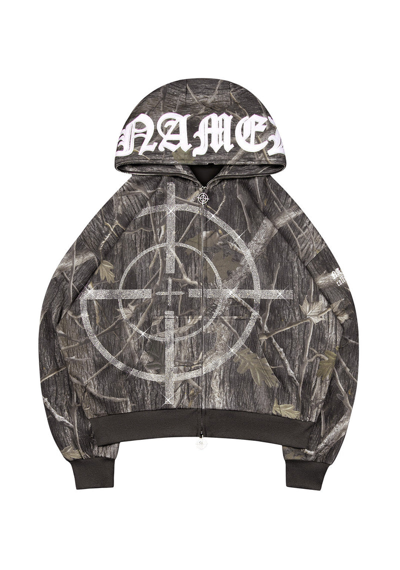 MISSION RHINESTONE ZIP HOODIE TREE CAMO