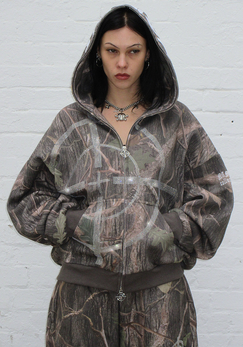 MISSION RHINESTONE ZIP HOODIE TREE CAMO