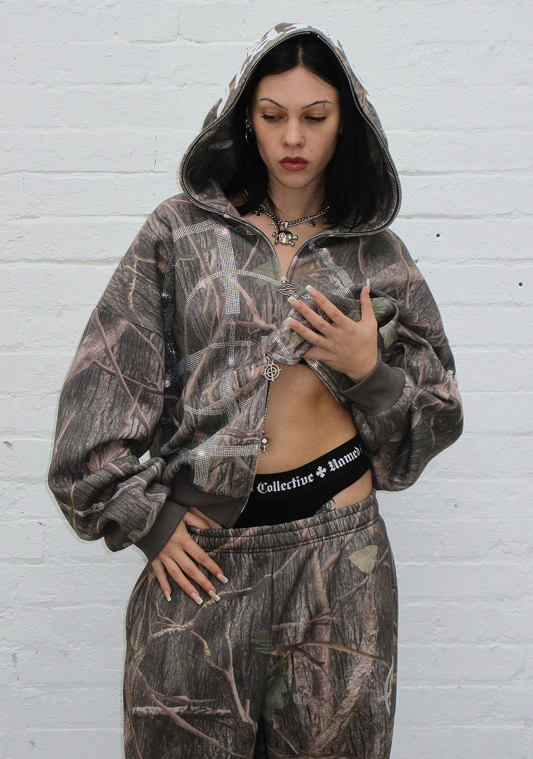 MISSION RHINESTONE ZIP HOODIE TREE CAMO