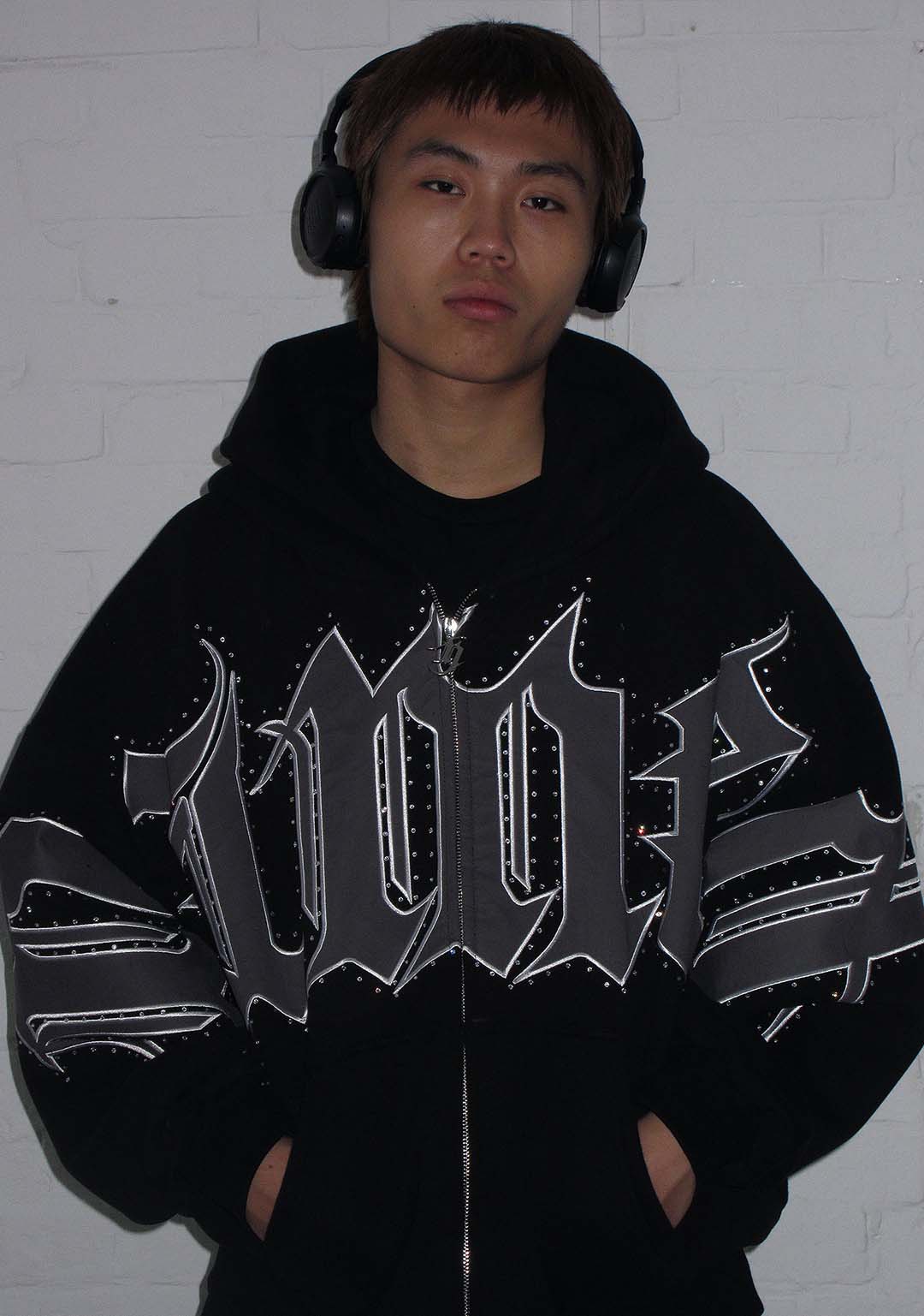 MONSTER RHINESTONE ZIP HOODIE BLACK – NAMED COLLECTIVE®