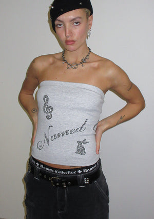 MUSE STUDDED TUBE TOP GREY MARL