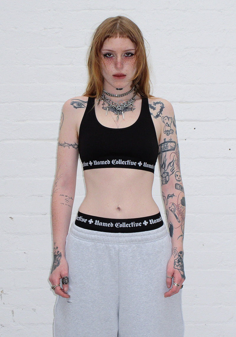 NAMED CLASSICS LOGO RACERBACK BRALETTE BLACK