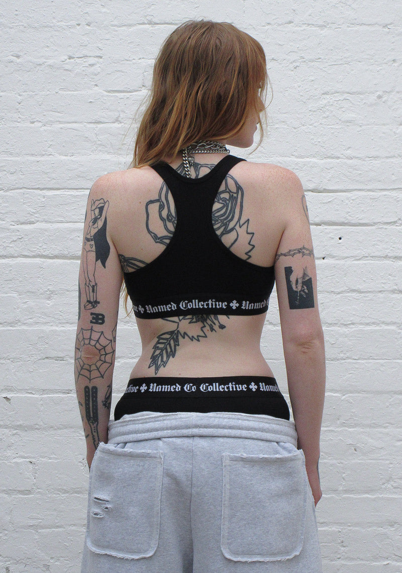 NAMED CLASSICS LOGO RACERBACK BRALETTE BLACK