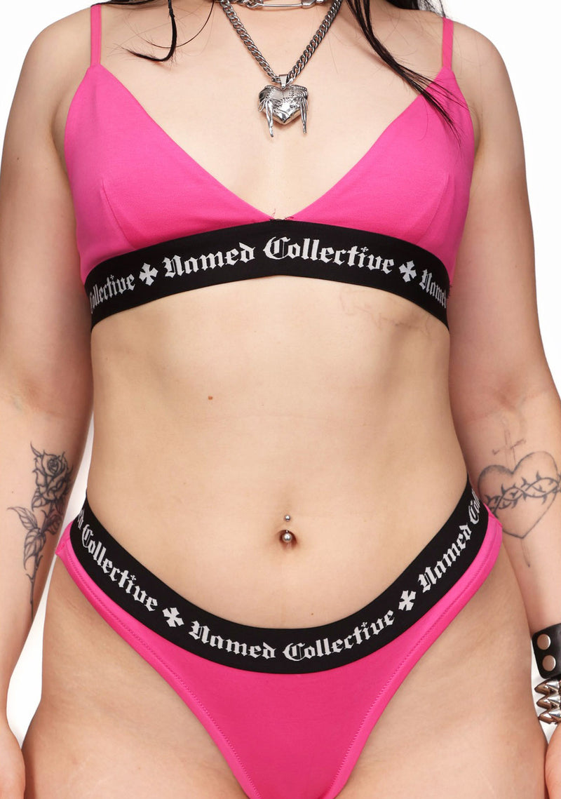 NAMED CLASSICS LOGO TRIANGLE BRALETTE HOT PINK
