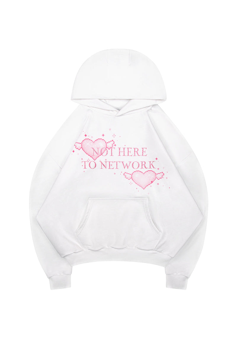 NETWORK GLITTER PULLOVER HOODIE WHITE