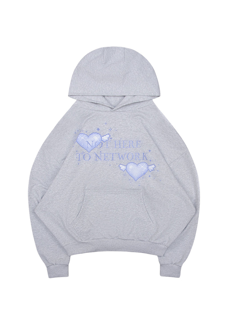 NETWORK GLITTER PULLOVER HOODIE GREY MARL