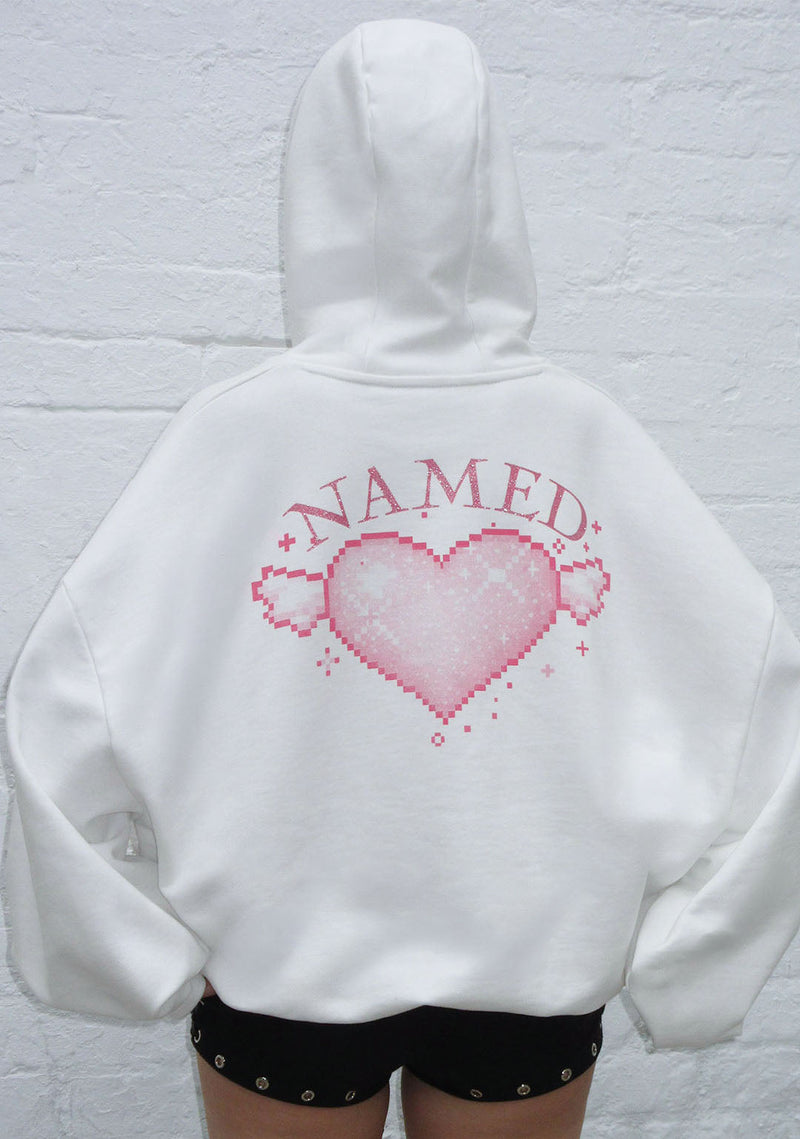 NETWORK GLITTER PULLOVER HOODIE WHITE