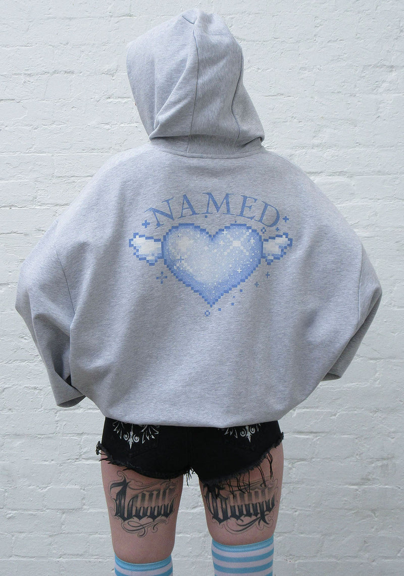 NETWORK GLITTER PULLOVER HOODIE GREY MARL