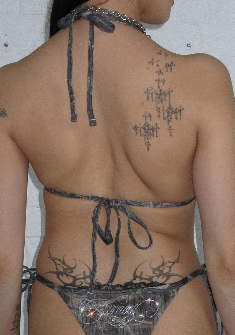 ENEMY RHINESTONE BIKINI BOTTOMS TREE CAMO