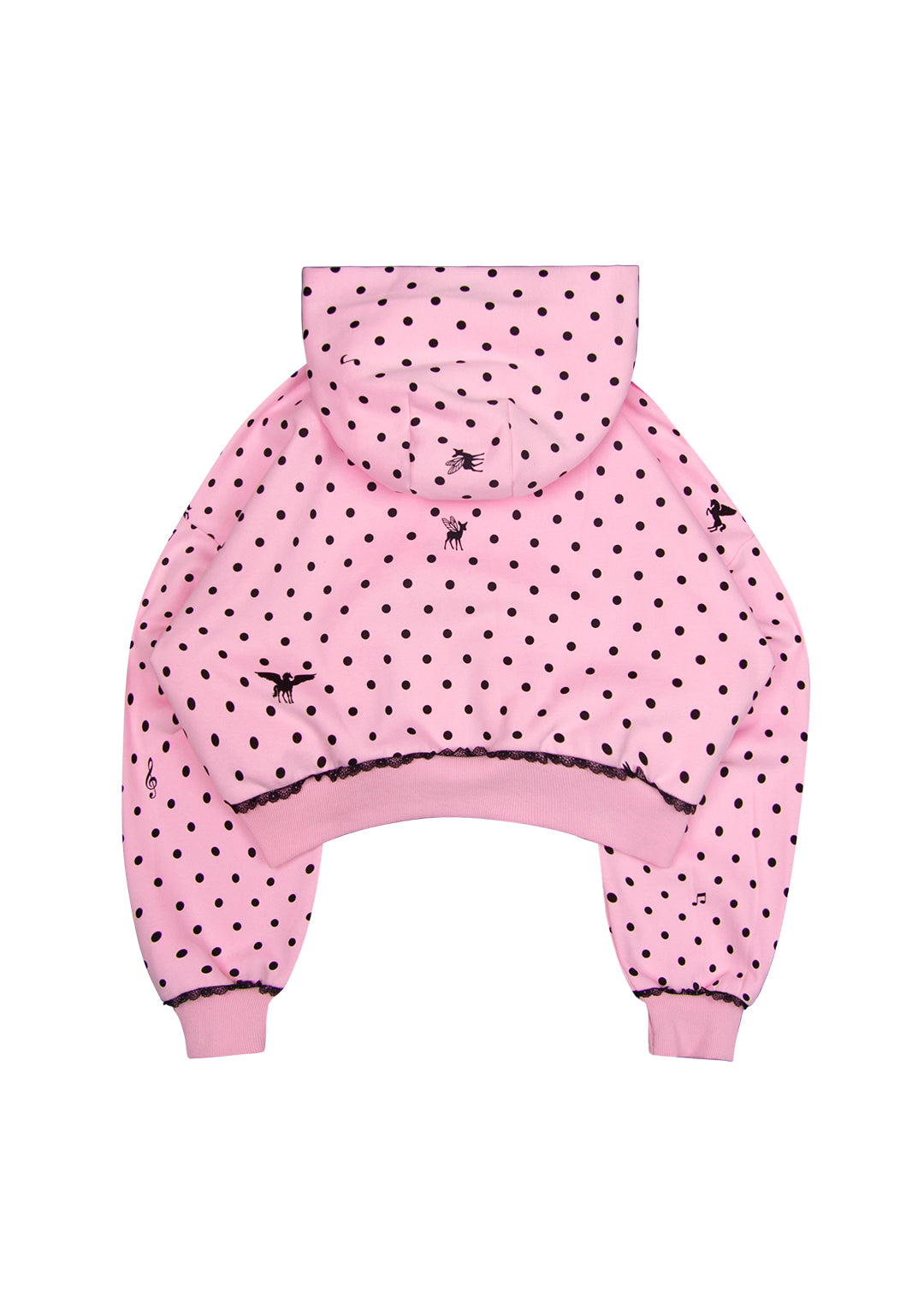 NOVA POLKA DOT CROP ZIP HOODIE BABY PINK
