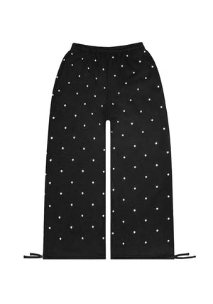 NOVA STUDDED POLKA DOT OVERSIZED SWEATPANTS BLACK