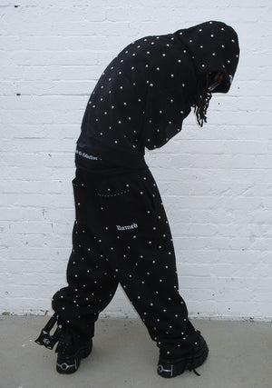 NOVA STUDDED POLKA DOT OVERSIZED SWEATPANTS BLACK