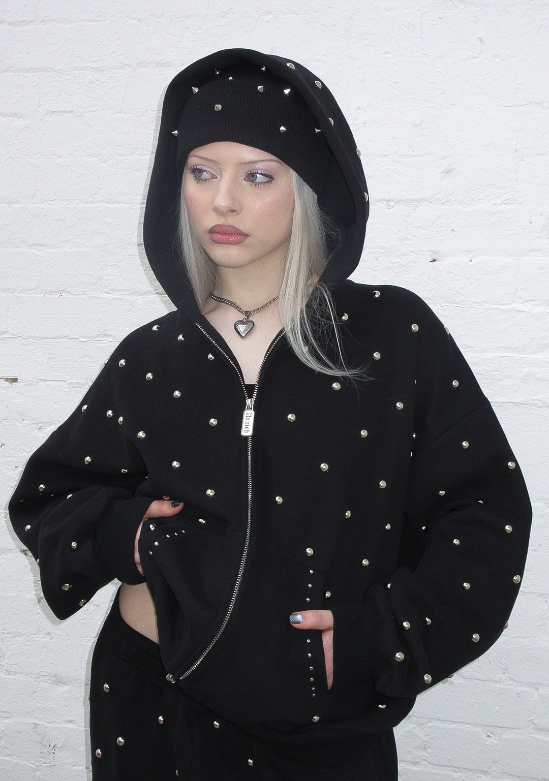 Nova Studded Polka Dot Zip Hoodie Black – NAMED COLLECTIVE®