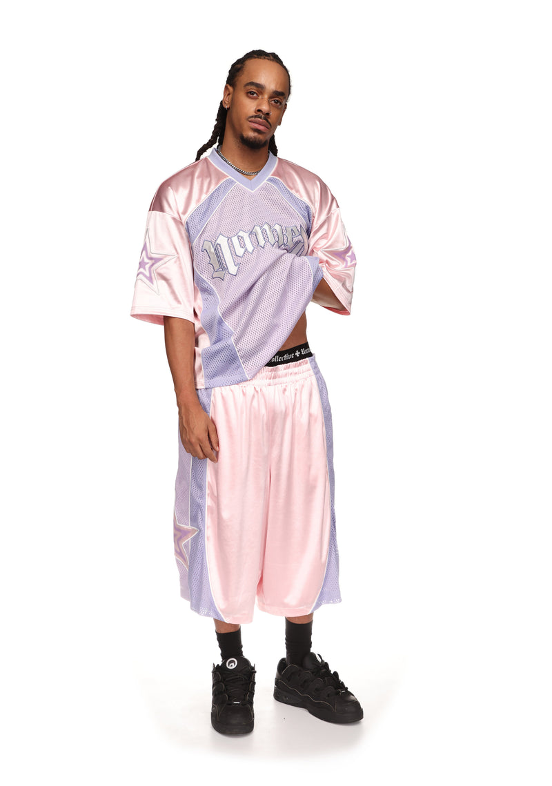 Nth ACTIVE AIRTEX MESH OVERSIZED SHORTS BABY PINK