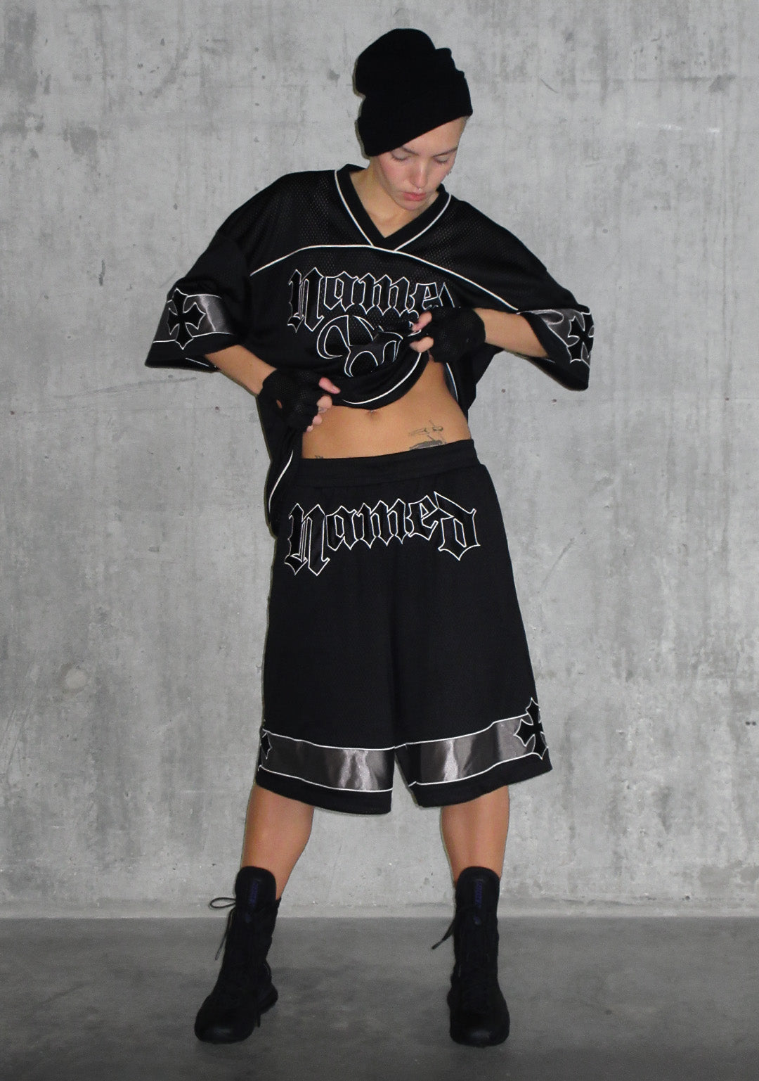 Nth ACTIVE AIRTEX MESH OVERSIZED SHORTS BLACK