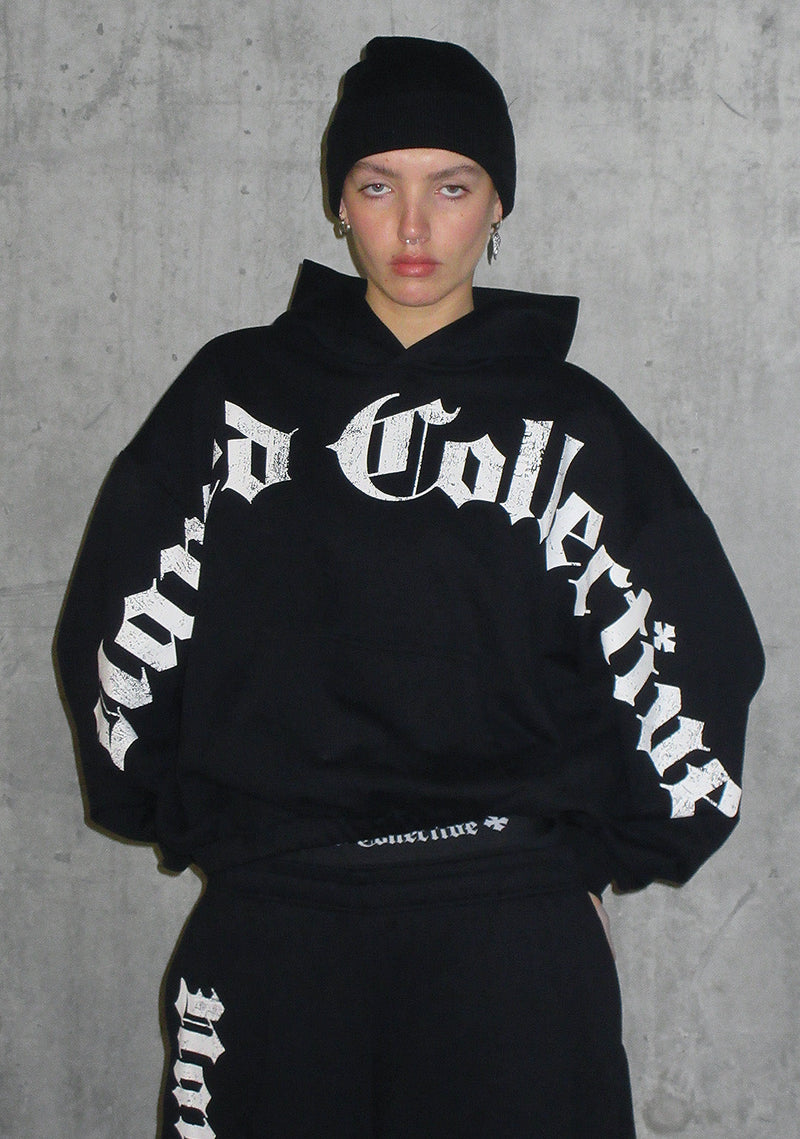 Nth ACTIVE OLD ENGLISH OVERSIZED PULLOVER HOODIE BLACK