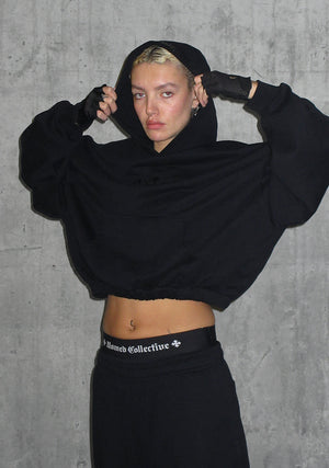 Nth ACTIVE OVERSIZED PULLOVER HOODIE BLACK