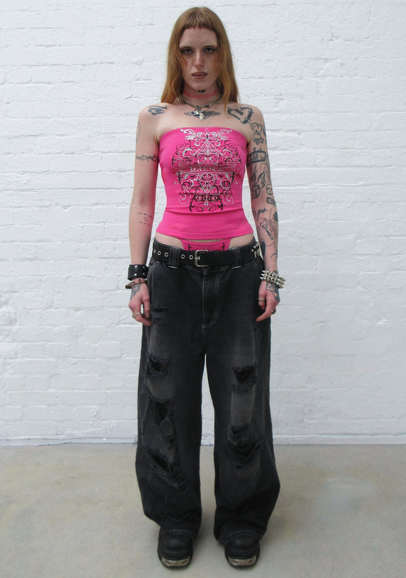 OBSESSION RHINESTONE TUBE TOP HOT PINK