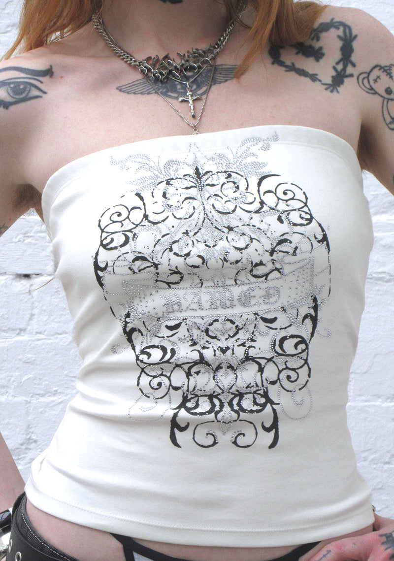 OBSESSION RHINESTONE TUBE TOP WHITE