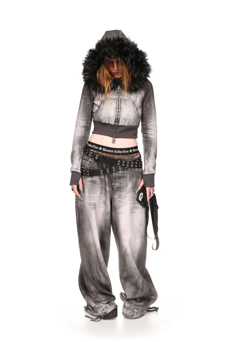 OFF GRID DENIM EFFECT OVERSIZED SWEATPANTS WASHED BLACK