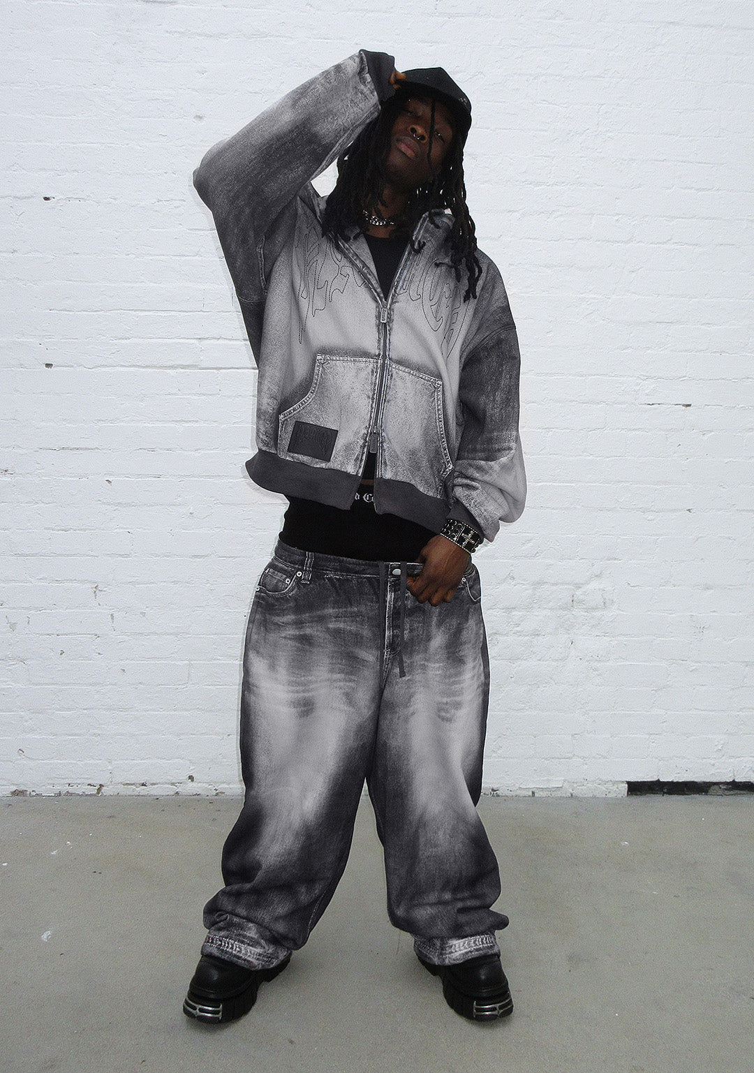 Off Grid Denim Effect Oversized Sweatpants Washed Black – NAMED