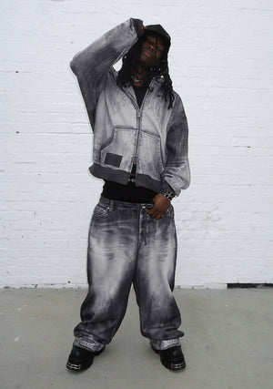 OFF GRID DENIM EFFECT OVERSIZED SWEATPANTS WASHED BLACK