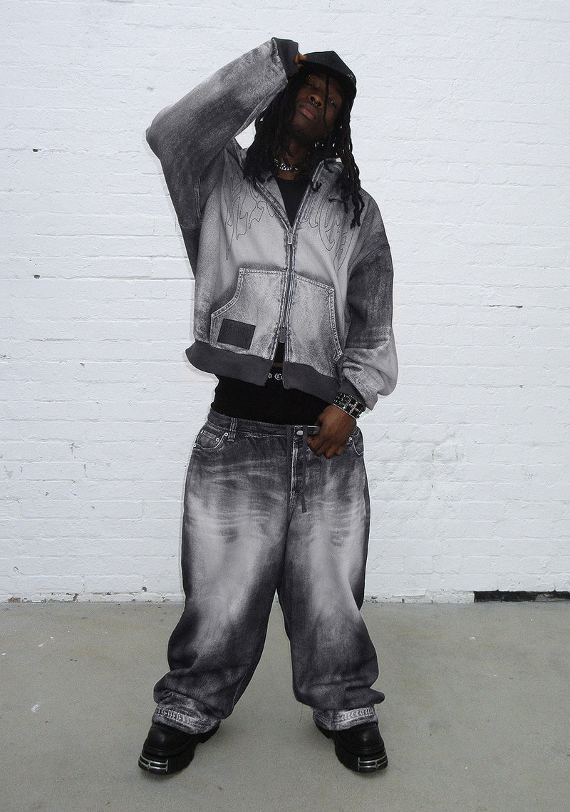 OFF GRID DENIM EFFECT OVERSIZED SWEATPANTS WASHED BLACK
