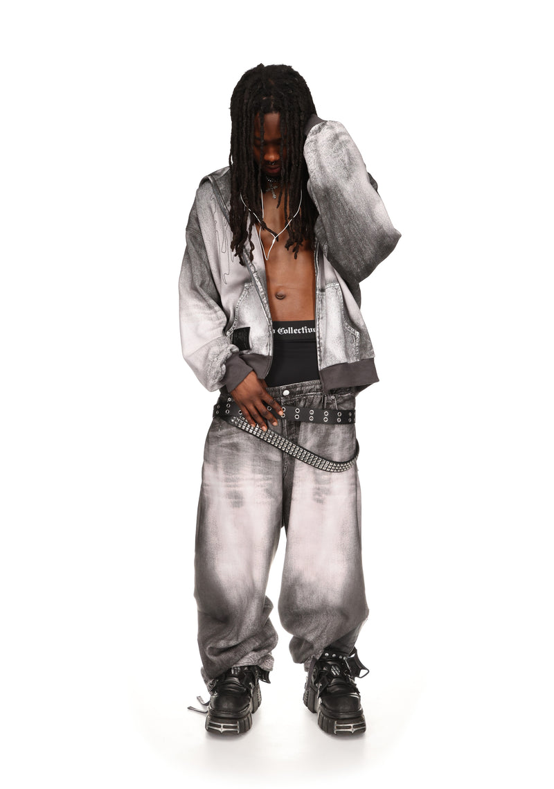 OFF GRID DENIM EFFECT OVERSIZED SWEATPANTS WASHED BLACK