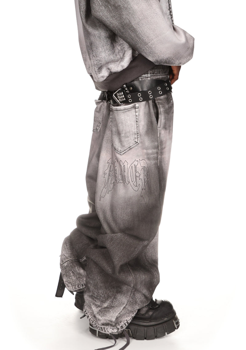 OFF GRID DENIM EFFECT OVERSIZED SWEATPANTS WASHED BLACK