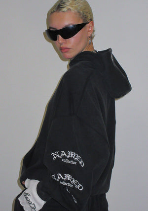 OLD ENGLISH PULLOVER HOODIE WASHED CHARCOAL