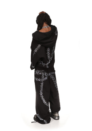 OMEN RHINESTONE OVERSIZED SWEATPANTS BLACK