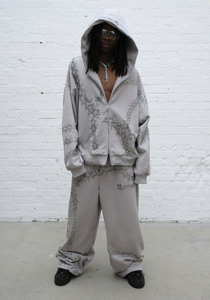 OMEN RHINESTONE OVERSIZED SWEATPANTS SMOKE GREY