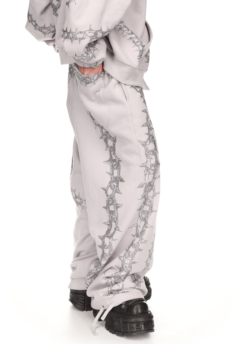 OMEN RHINESTONE OVERSIZED SWEATPANTS SMOKE GREY