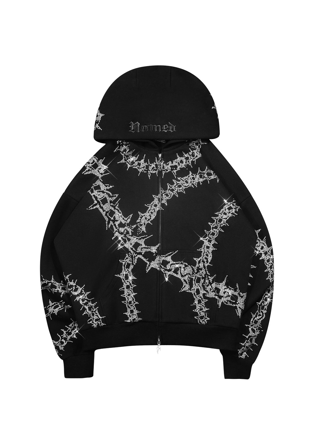 Omen Rhinestone Zip Hoodie Black – NAMED COLLECTIVE®