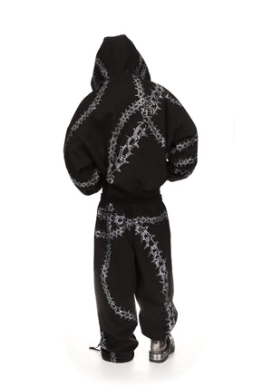 OMEN RHINESTONE ZIP HOODIE BLACK
