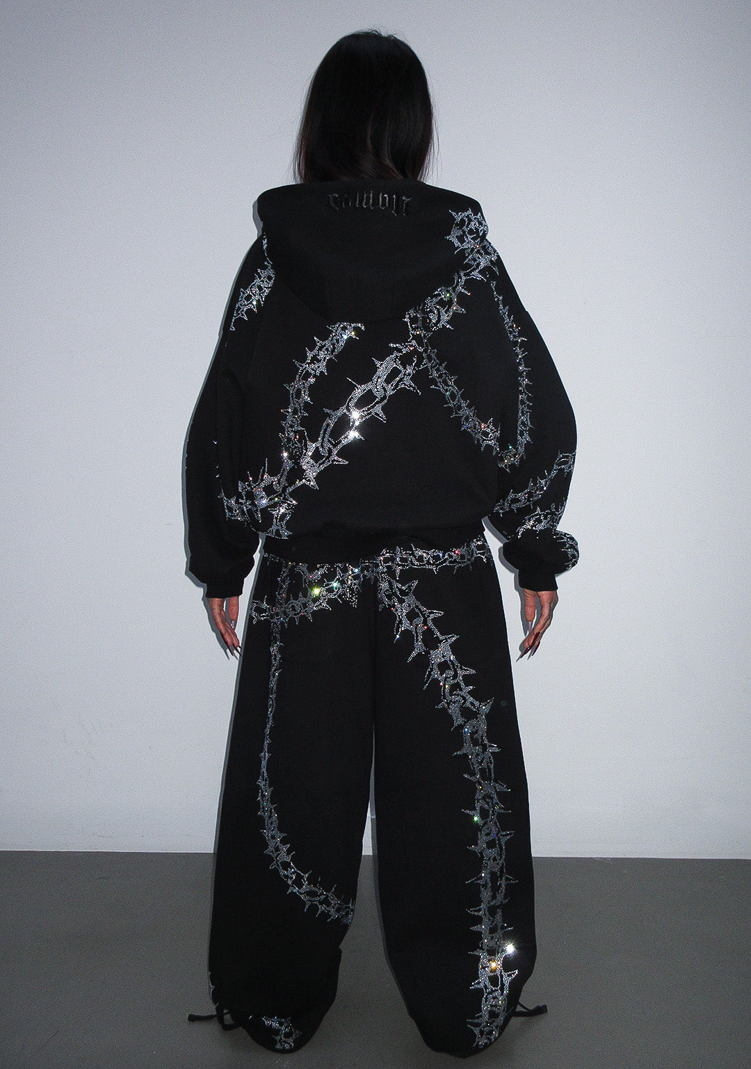 Omen Rhinestone Zip Hoodie Black – NAMED COLLECTIVE®