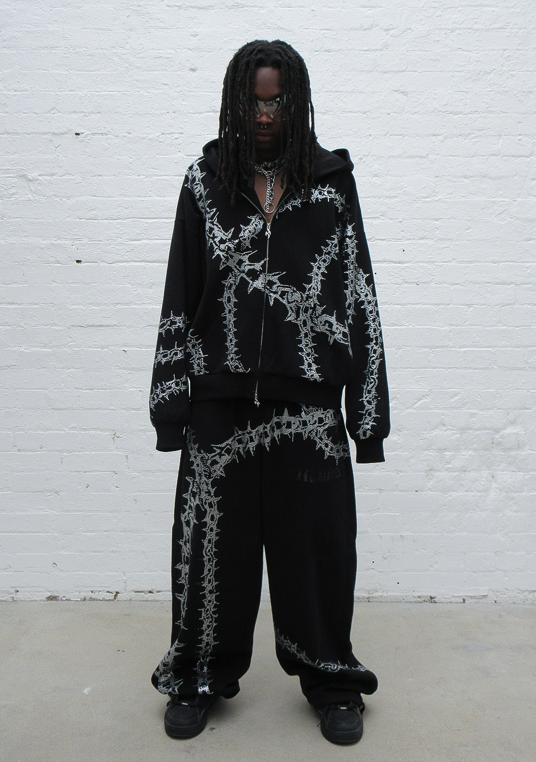 Omen Rhinestone Zip Hoodie Black – NAMED COLLECTIVE®