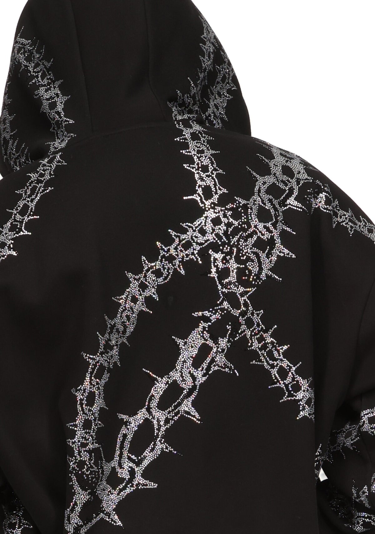 OMEN RHINESTONE ZIP HOODIE BLACK