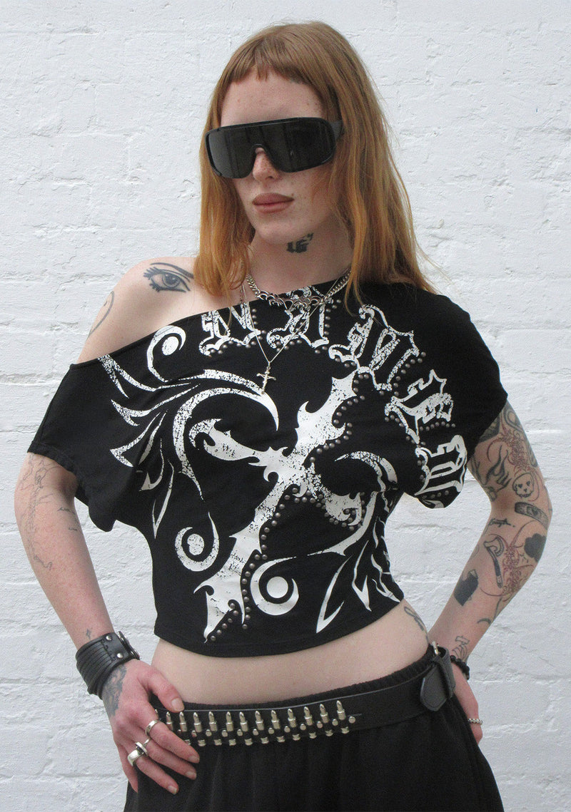 OUTLAW OFF THE SHOULDER TOP BLACK