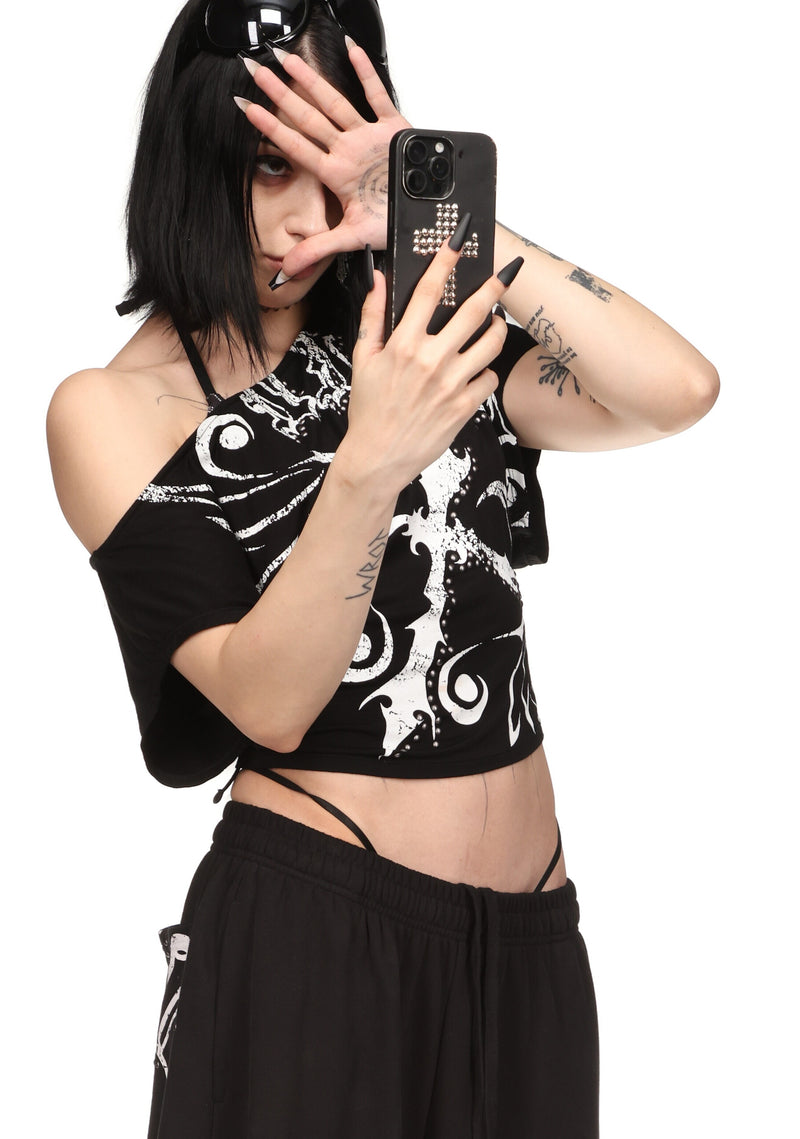 OUTLAW OFF THE SHOULDER TOP BLACK