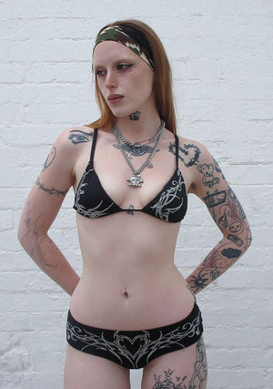 PHANTOM RHINESTONE MICRO TRIANGLE BIKINI TOP BLACK