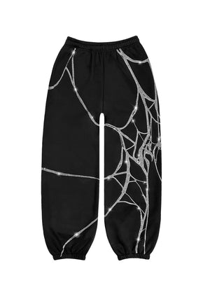 POISON RHINESTONE OVERSIZED SWEATPANTS BLACK