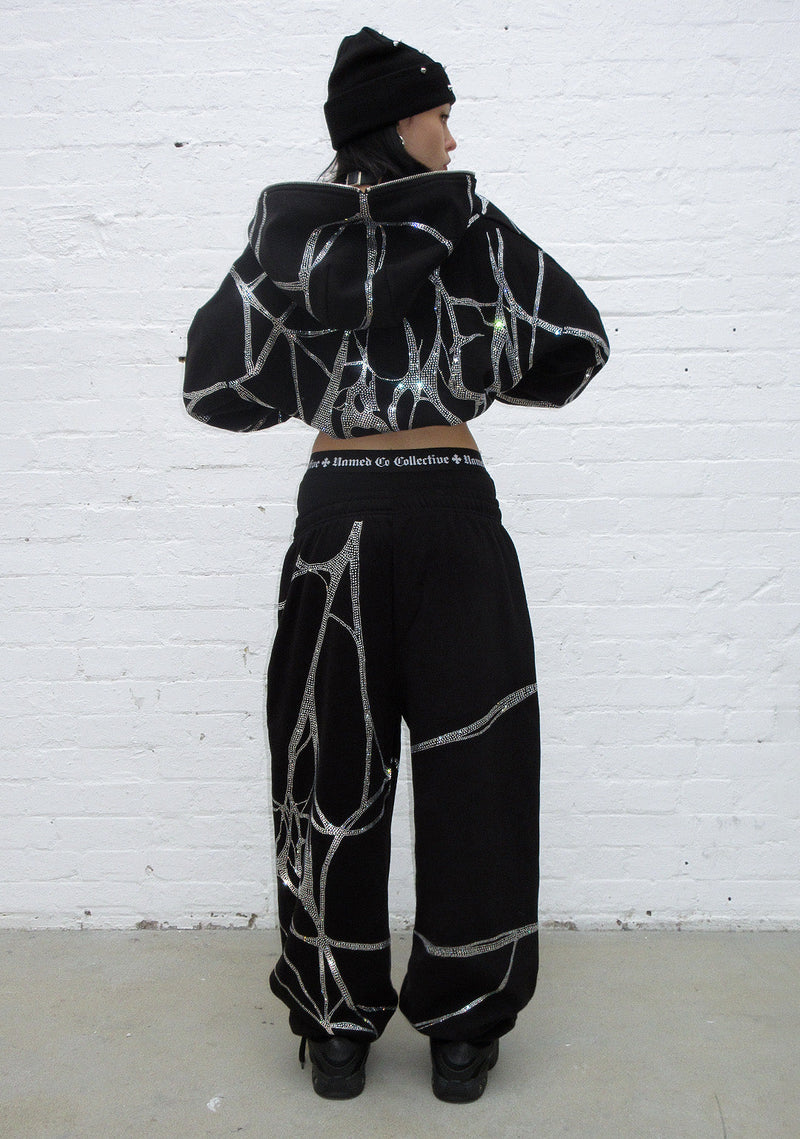 POISON RHINESTONE OVERSIZED SWEATPANTS BLACK