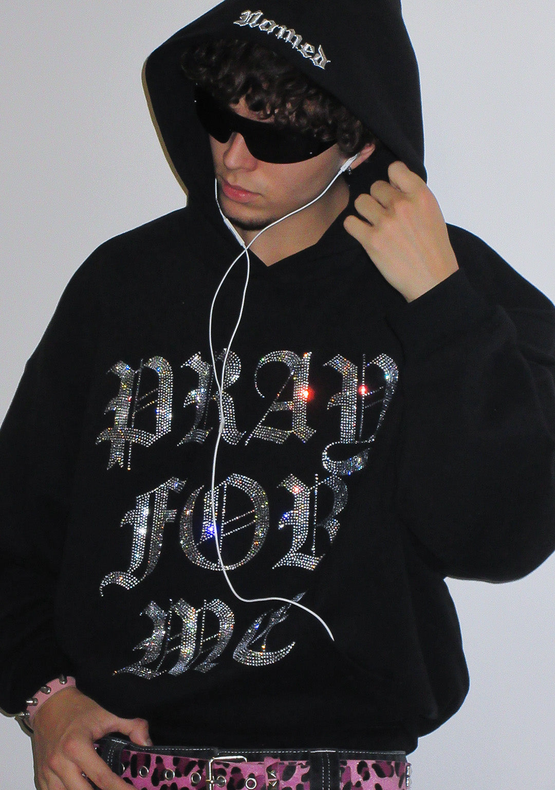 PRAY FOR ME RHINESTONE PULLOVER HOODIE BLACK – NAMED COLLECTIVE®